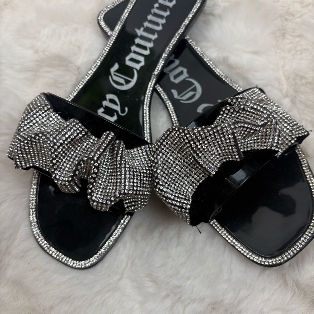 Juicy Couture sparkle Sandals. Black and silver. Slip on. Size 10